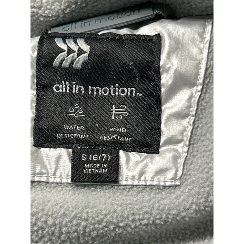 All in Motion Girls Puffer Jacket Metallic‎ Silver Water Wind Resistant Size S